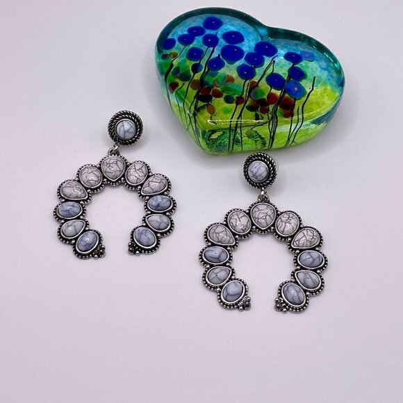 Western Boho Style Silver Concho Naja Earrings #870 - Picture 10 of 12